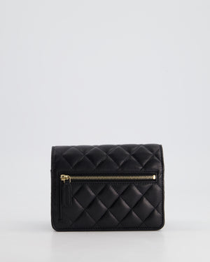 *HOT* Chanel Black Mini Seasonal Flap Bag In Lambskin Leather with Gold & Black Hardware