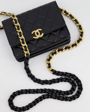 *HOT* Chanel Black Mini Seasonal Flap Bag In Lambskin Leather with Gold & Black Hardware