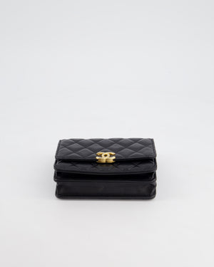 *HOT* Chanel Black Mini Seasonal Flap Bag In Lambskin Leather with Gold & Black Hardware