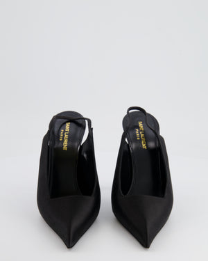 Saint Laurent Black Satin Pointed Pump with Patent Heels Size EU 40