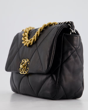 *HOT* Chanel Black Medium 19 Bag in Quilted Goatskin Leather with Mixed Hardware RRP £5,590