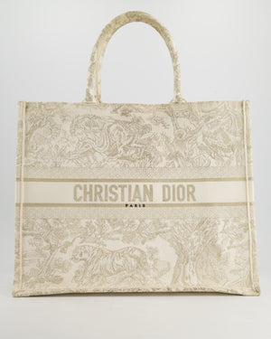 Christian Dior Cream & Gold Dioriviera Toile De Jouy Large Book Tote Bag RRP £2,550