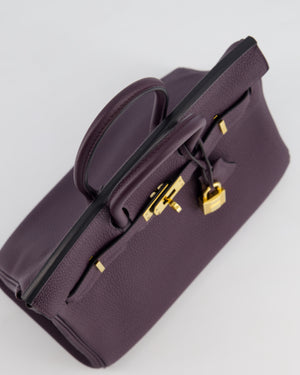 *HOT COLOUR* Hermès Birkin 25cm Retourne Bag in Raisin Togo Leather with Gold Hardware