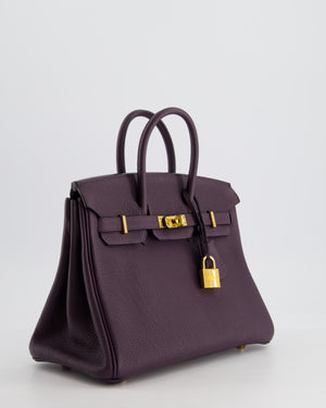 *HOT COLOUR* Hermès Birkin 25cm Retourne Bag in Raisin Togo Leather with Gold Hardware