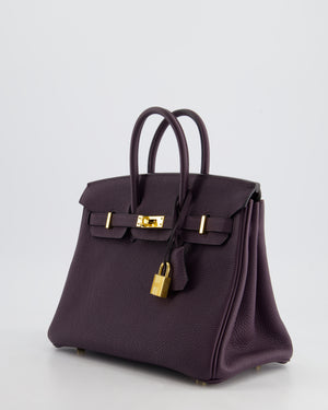 *HOT COLOUR* Hermès Birkin 25cm Retourne Bag in Raisin Togo Leather with Gold Hardware