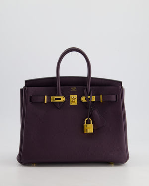 *HOT COLOUR* Hermès Birkin 25cm Retourne Bag in Raisin Togo Leather with Gold Hardware