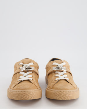 Hermès Camel Day Sneaker in Suede with Palladium Buckle Size EU 38.5 RRP £1,170