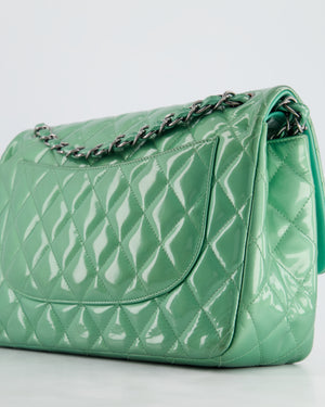 *FIRE PRICE* Chanel Mint Green Classic Jumbo Double Flap Bag in Patent Leather with Gunmetal Hardware RRP £9,940