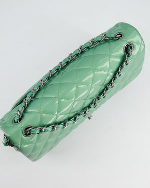 *FIRE PRICE* Chanel Mint Green Classic Jumbo Double Flap Bag in Patent Leather with Gunmetal Hardware RRP £9,940