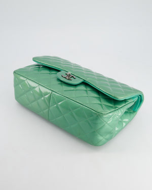 *FIRE PRICE* Chanel Mint Green Classic Jumbo Double Flap Bag in Patent Leather with Gunmetal Hardware RRP £9,940