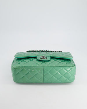 *FIRE PRICE* Chanel Mint Green Classic Jumbo Double Flap Bag in Patent Leather with Gunmetal Hardware RRP £9,940