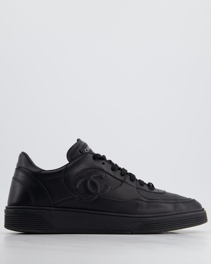 Chanel Black 23A Leather Sport Runner Lace Up Men's Sneaker with CC Logo Detail Size EU 45