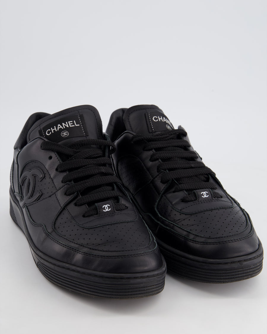 Chanel Black 23A Leather Sport Runner Lace Up Men's Sneaker with CC Logo Detail Size EU 45