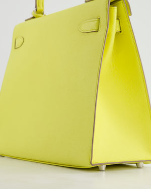 Hermès Kelly 32cm Bag in Lime Epsom Leather with Palladium Hardware