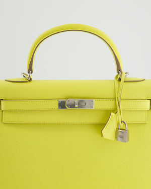 Hermès Kelly 32cm Bag in Lime Epsom Leather with Palladium Hardware