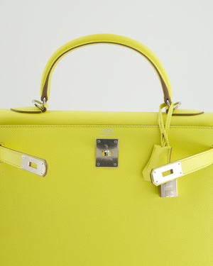 Hermès Kelly 32cm Bag in Lime Epsom Leather with Palladium Hardware