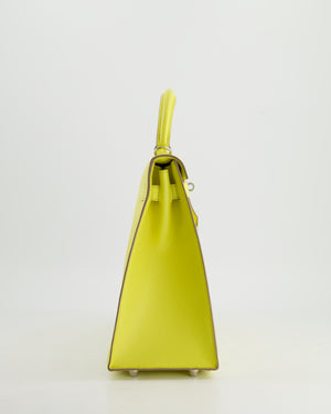 Hermès Kelly 32cm Bag in Lime Epsom Leather with Palladium Hardware