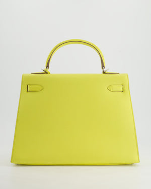 Hermès Kelly 32cm Bag in Lime Epsom Leather with Palladium Hardware