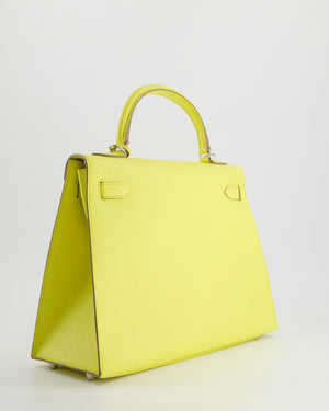 Hermès Kelly 32cm Bag in Lime Epsom Leather with Palladium Hardware