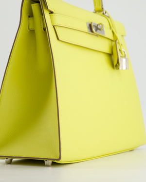 Hermès Kelly 32cm Bag in Lime Epsom Leather with Palladium Hardware