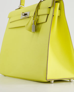 Hermès Kelly 32cm Bag in Lime Epsom Leather with Palladium Hardware