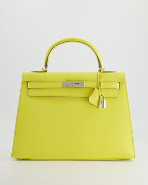 Hermès Kelly 32cm Bag in Lime Epsom Leather with Palladium Hardware