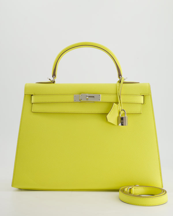 Hermès Kelly 32cm Bag in Lime Epsom Leather with Palladium Hardware