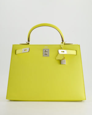 Hermès Kelly 32cm Bag in Lime Epsom Leather with Palladium Hardware