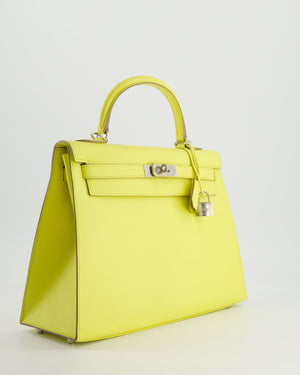 Hermès Kelly 32cm Bag in Lime Epsom Leather with Palladium Hardware