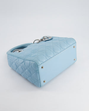 Christian Dior Sky Blue Medium Lady Dior Bag in Cannage Lambskin Leather with Silver Hardware RRP £5,300