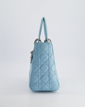 Christian Dior Sky Blue Medium Lady Dior Bag in Cannage Lambskin Leather with Silver Hardware RRP £5,300