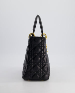 Christian Dior Black Medium Lady Dior Bag in Cannage Lambskin Leather with Gold Hardware RRP £5,300