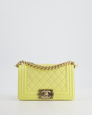 Chanel Yellow Small Boy Bag in Lambskin Leather with Champagne Gold Hardware