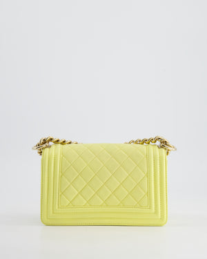 Chanel Yellow Small Boy Bag in Lambskin Leather with Champagne Gold Hardware