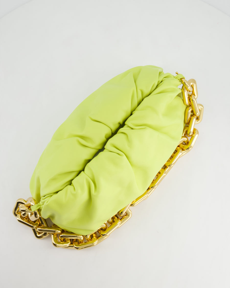 Bottega Veneta Lime Chain Pouch Bag in Nappa Leather with Gold Hardware