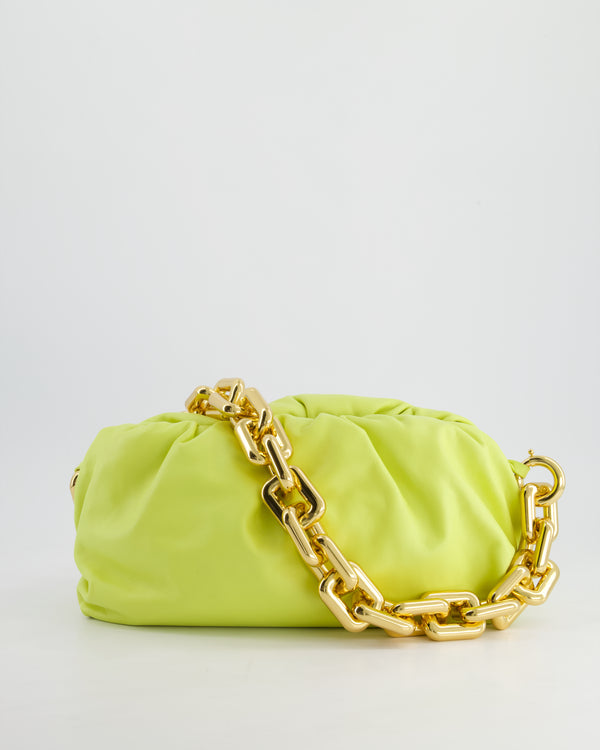 Bottega Veneta Lime Chain Pouch Bag in Nappa Leather with Gold Hardware