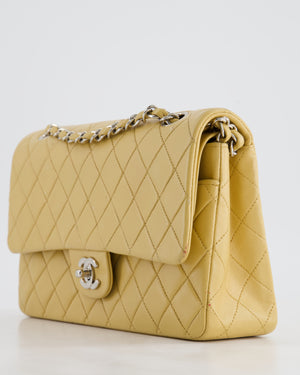 Chanel Vintage Beige Classic Medium Double Flap Bag in Lambskin Leather with Silver Hardware