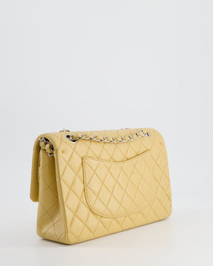 Chanel Vintage Beige Classic Medium Double Flap Bag in Lambskin Leather with Silver Hardware