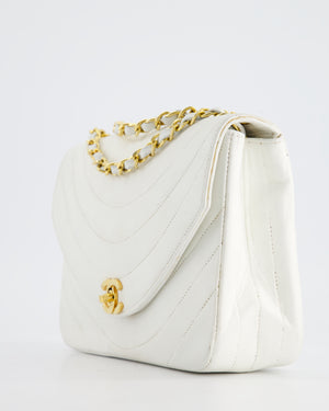 Chanel White Half Moon Curve Flap Vintage Quilted Bag With 24k Gold Hardware