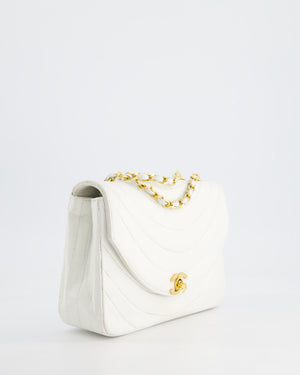 Chanel White Half Moon Curve Flap Vintage Quilted Bag With 24k Gold Hardware