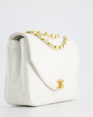 Chanel White Half Moon Curve Flap Vintage Quilted Bag With 24k Gold Hardware