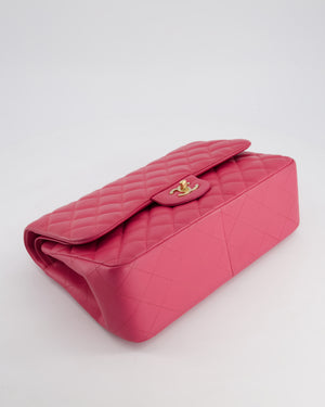 Chanel Deep Pink Classic Jumbo Double Flap Bag in Lambskin Leather and Gold Hardware