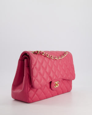 Chanel Deep Pink Classic Jumbo Double Flap Bag in Lambskin Leather and Gold Hardware