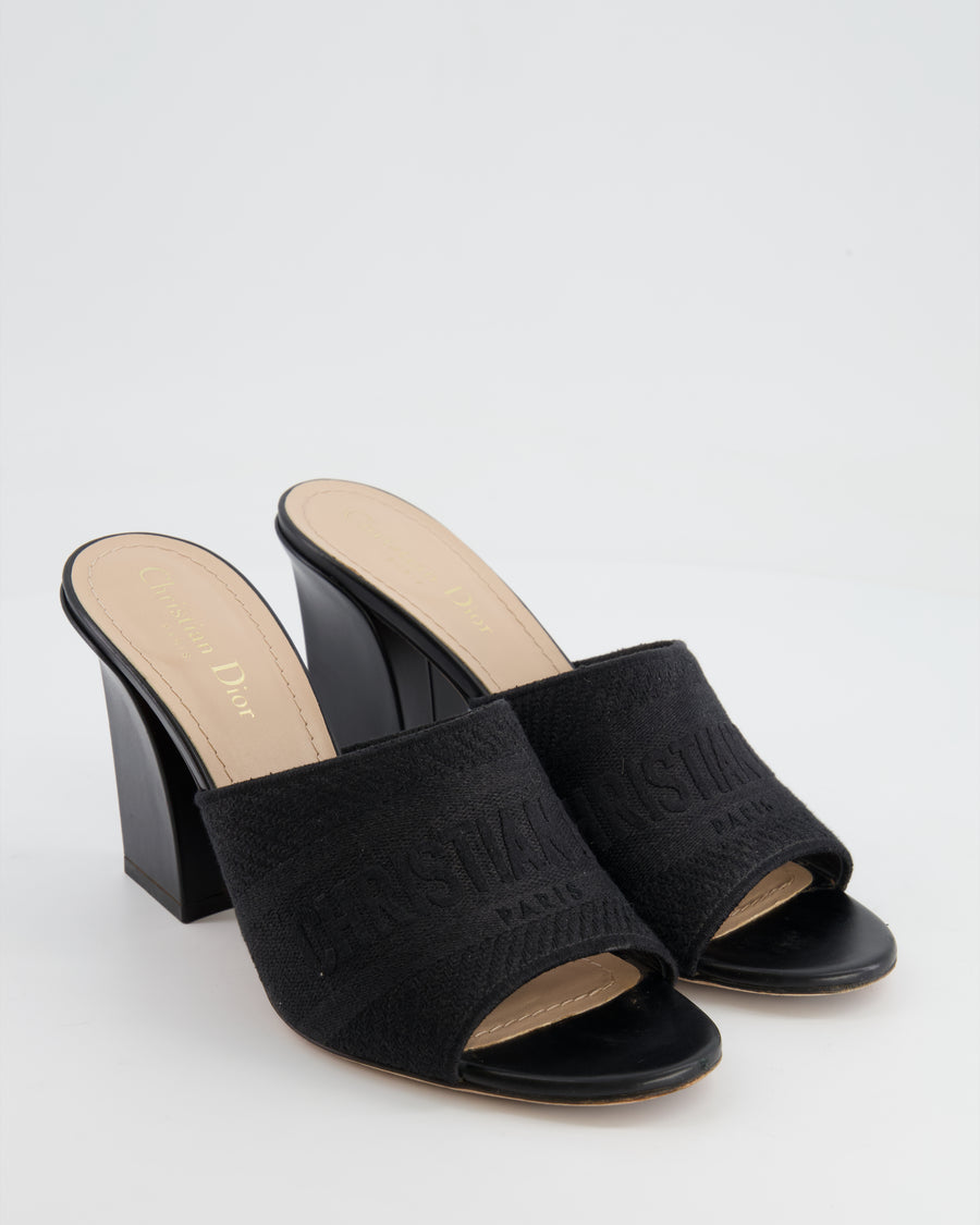 *HOT* Christian Dior Black Dway Embroidery Heeled Mules Size EU 39.5