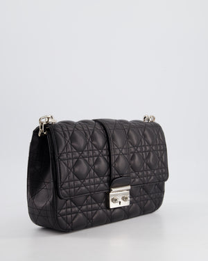 Christian Dior Black Cannage Miss Dior Leather Bag With Silver Hardware