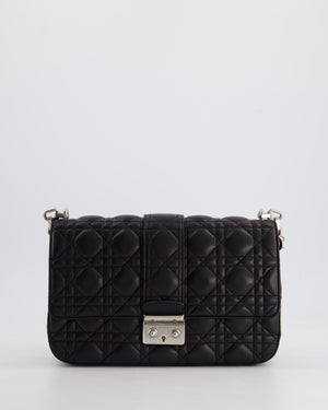 Christian Dior Black Cannage Miss Dior Leather Bag With Silver Hardware