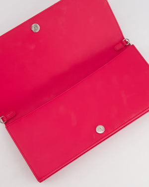 Christian Dior Strawberry Pink Lady Dior Voyager Long Clutch with Champagne Gold Hardware