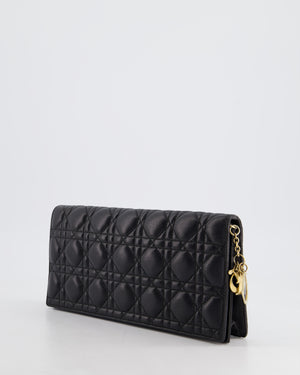 Christian Dior Black Lady Dior Voyager Long Clutch with Champagne Gold Hardware