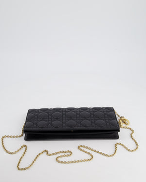 Christian Dior Black Lady Dior Voyager Long Clutch with Champagne Gold Hardware