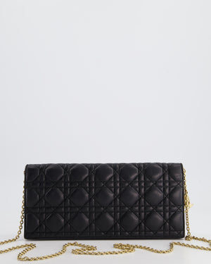 Christian Dior Black Lady Dior Voyager Long Clutch with Champagne Gold Hardware